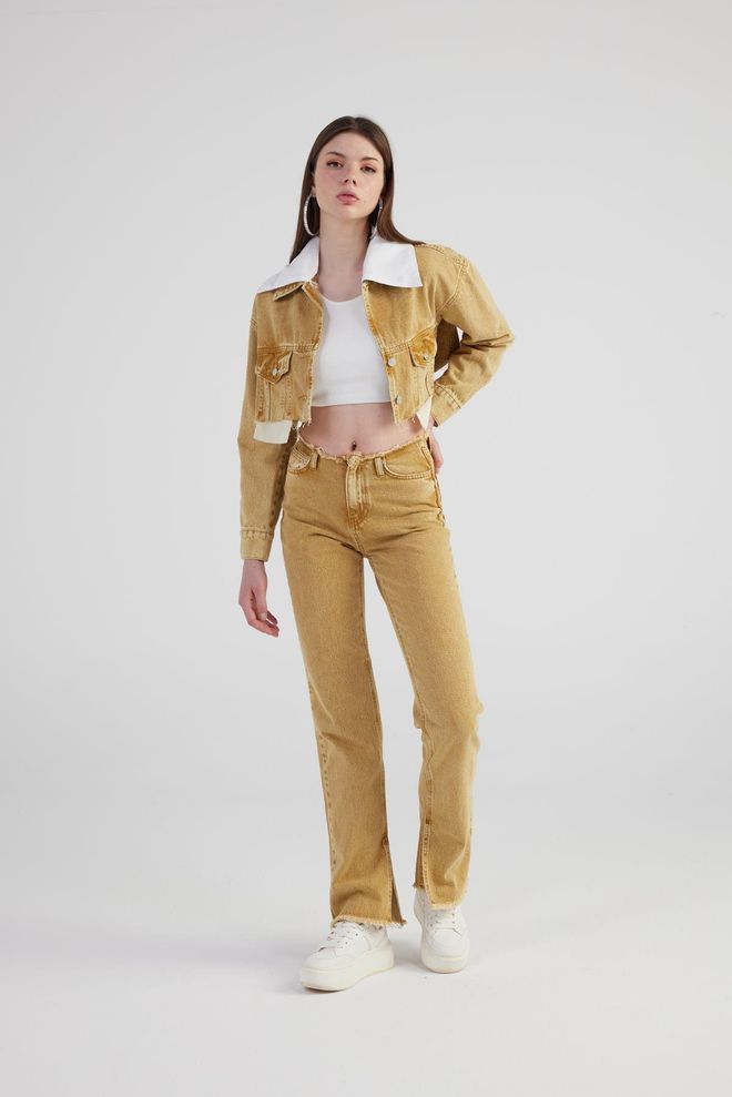 Holly Lolly Pantalon Jean Camel Vêtements en gros Décontracté