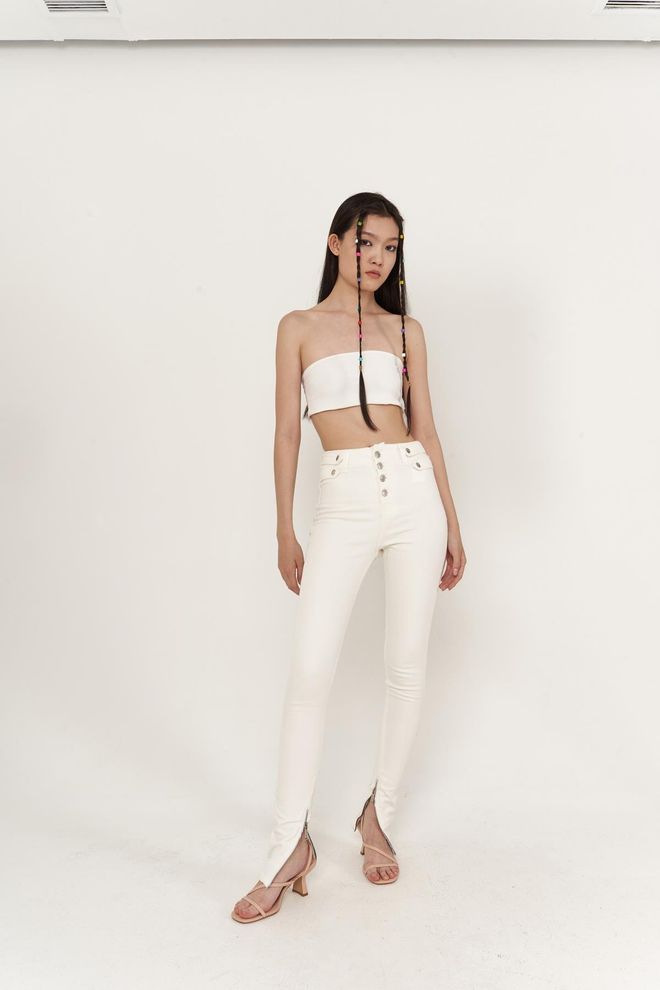 Holly Lolly Pantalon En Jean Blanc Vêtements en gros Décontracté