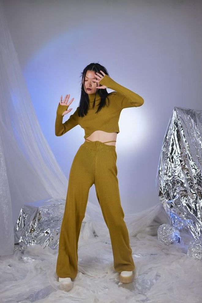 Holly Lolly Feels Trousers Green Wholesale Clothing No Fabric