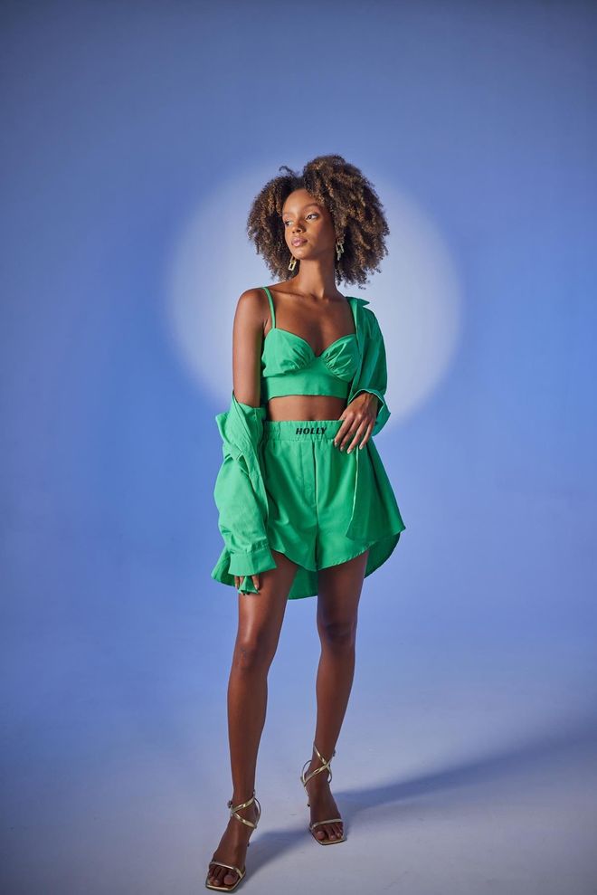 Holly Lolly Chemise Oversize Vert Vêtements en gros Décontracté