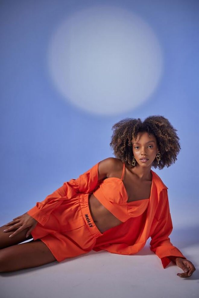 Holly Lolly Chemise Oversize Orange Vêtements en gros Décontracté