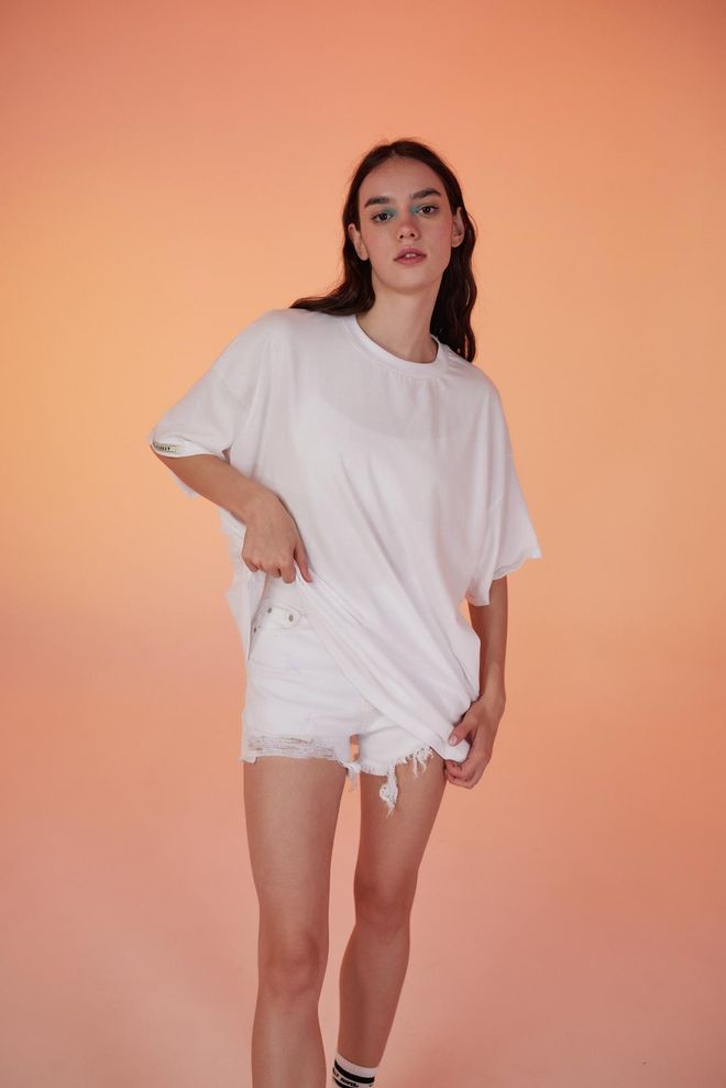 Holly Lolly T Shirt Oversize Blanc Vêtements en gros Décontracté