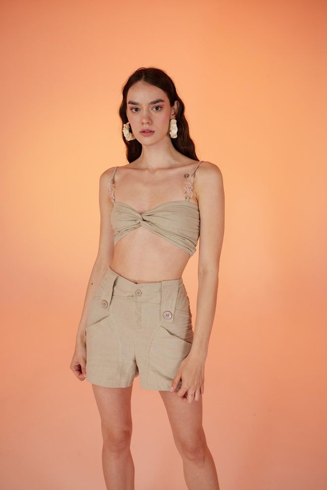 Holly Lolly Transparentes Bustier Mit Kettendetail – Beige Großhandelskleidung Sexy