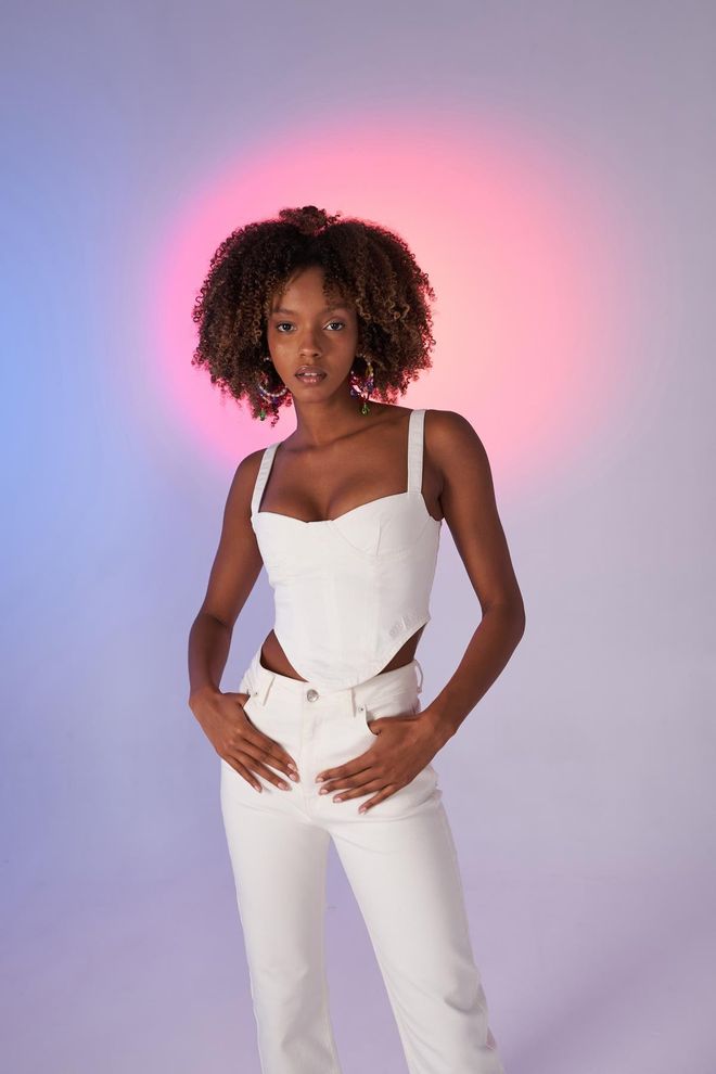 Holly Lolly Zipper Detailed Bustier White Wholesale Clothing Casual