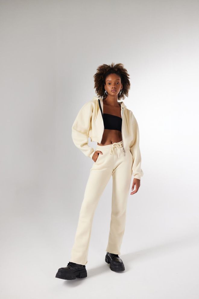 Holly Lolly Mixed Sweatpants Beige Wholesale Clothing No Fabric