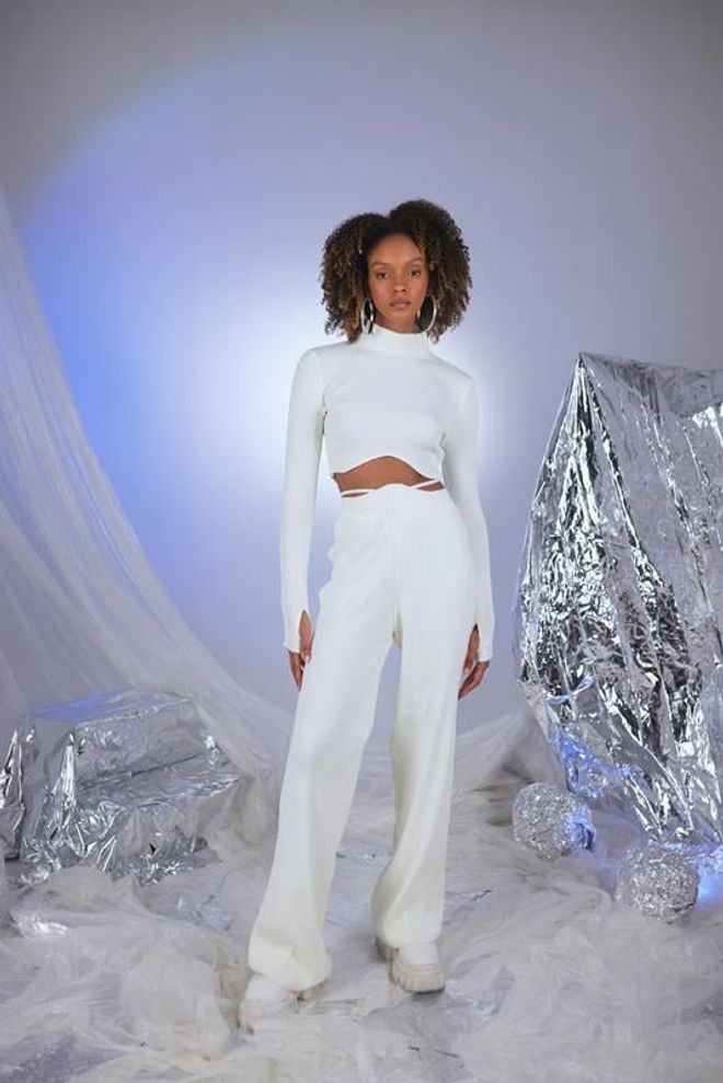 Holly Lolly Feels Trousers Ecru Wholesale Clothing Birthday