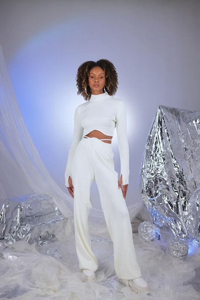 Holly Lolly Feels Trousers Ecru Wholesale Clothing Winter