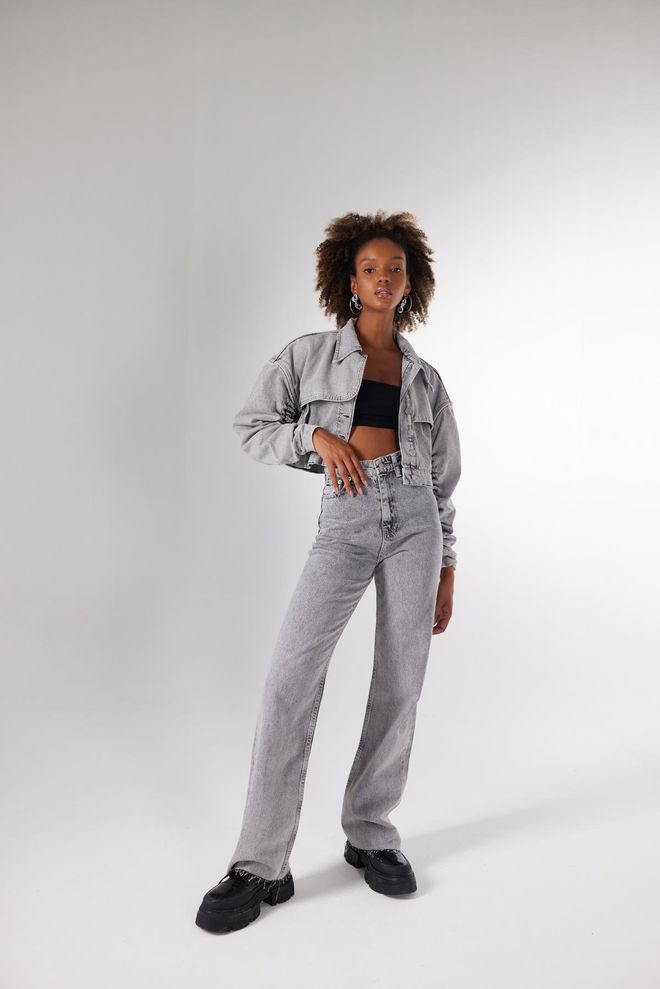 Holly Lolly Pantalon Jean Lorenzo Gris Vêtements en gros Décontracté
