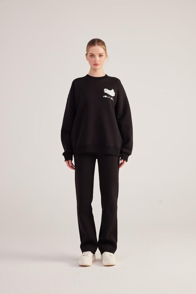 Holly Lolly Sweatshirt Ghosting Noir Vêtements en gros Décontracté