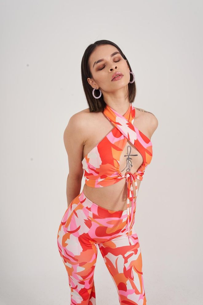 Holly Lolly Puffy Blouse Orange Wholesale Clothing Summer