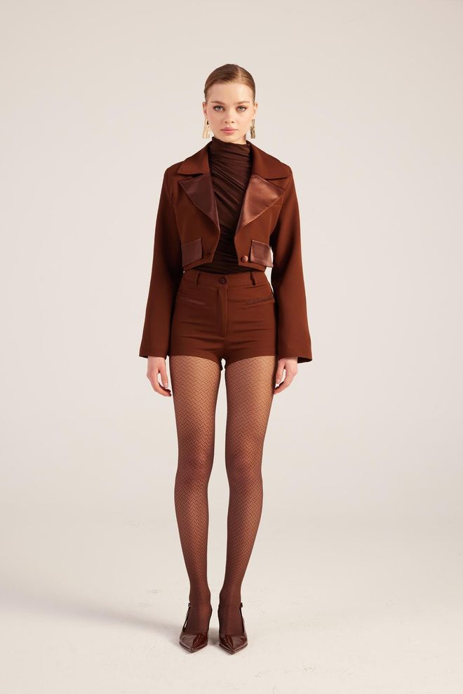 Holly Lolly Veste Camila Crop Blazer Marron Vêtements en gros Formel