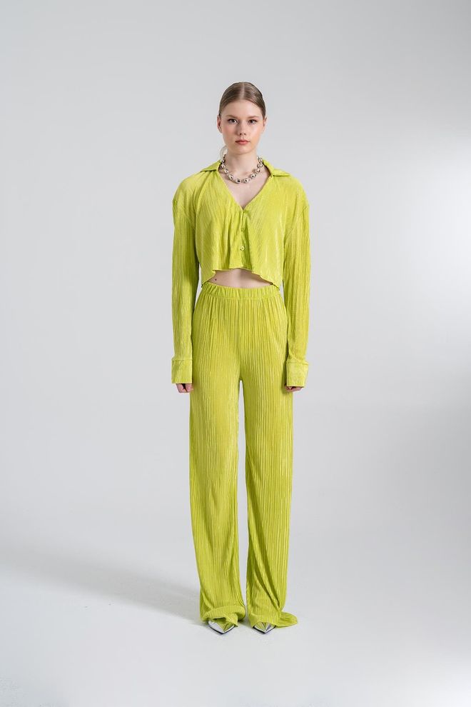 Holly Lolly Cămașă Cropită Confortabilă Verde Îmbrăcăminte cu ridicata Casual