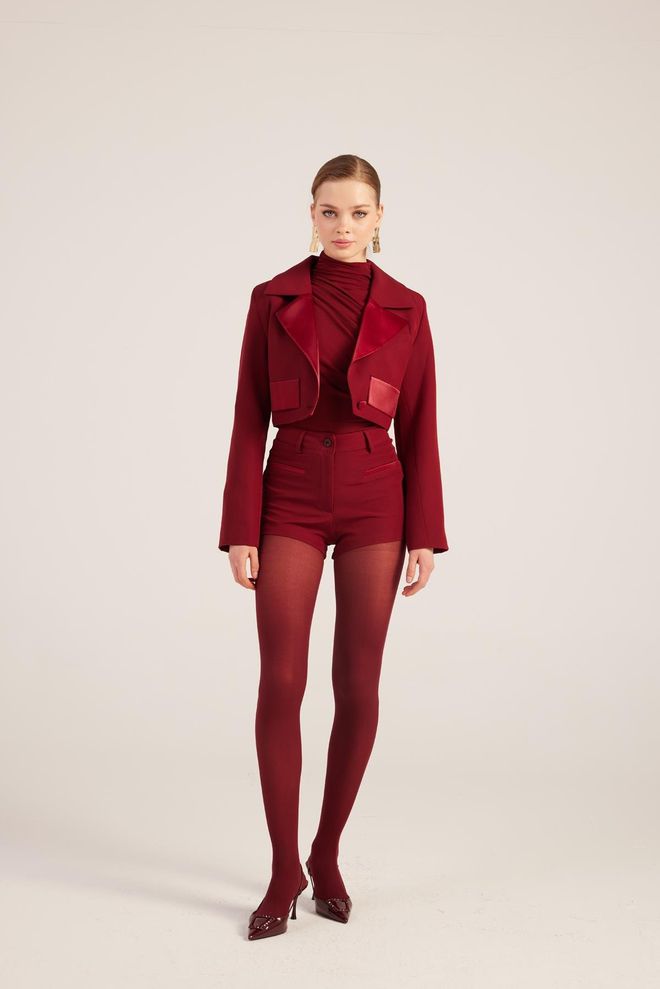 Holly Lolly Veste Camila Crop Blazer Bordeaux Vêtements en gros Formel