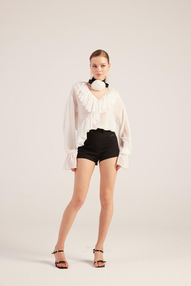Holly Lolly Chemise Sassy Blanche Vêtements en gros Élégant