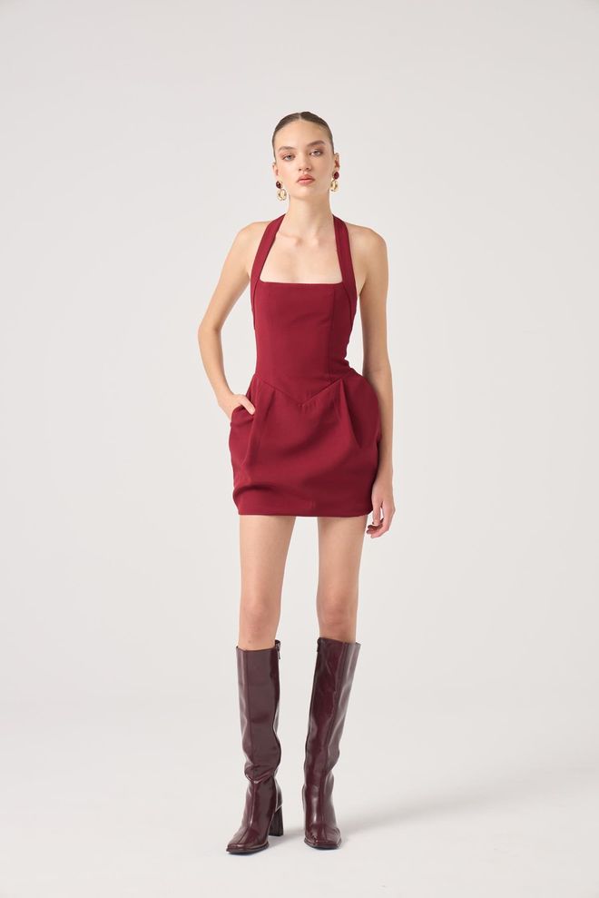 Holly Lolly Yerry Dress Burgunderrot Großhandelskleidung Sexy