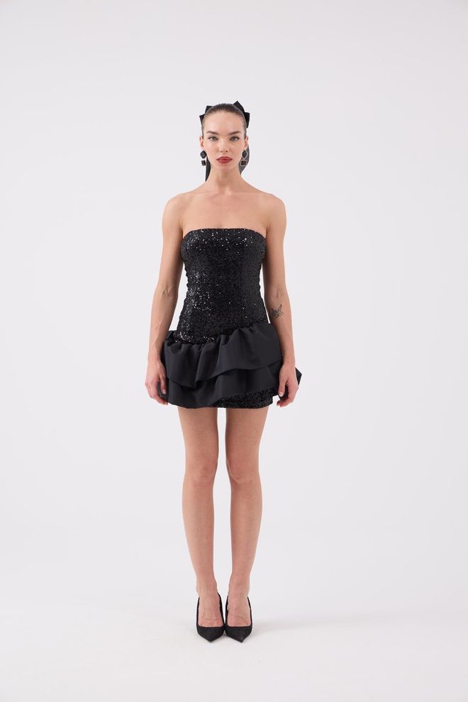 Holly Lolly Black Sexy Glam Bandeau Mini Dress Wholesale Clothing Spring