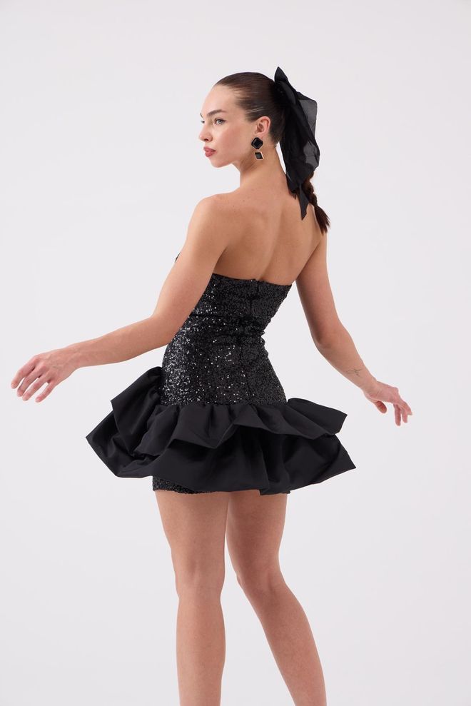 Holly Lolly Black Sexy Glam Bandeau Mini Dress Wholesale Clothing Cocktail