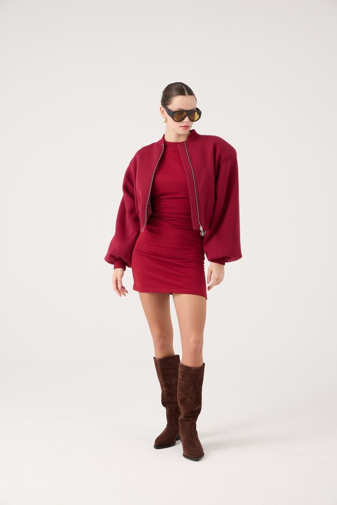 Holly Lolly Bomber Rojo Clarete Chaqueta Ropa al por mayor Casual