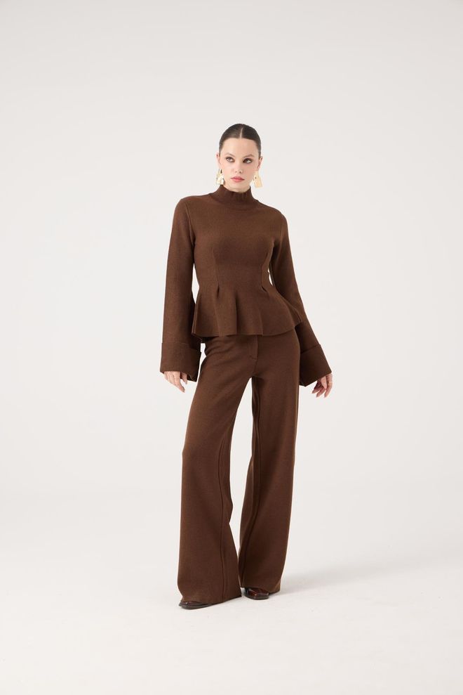 Holly Lolly Brown Elegant Formal Casual Set Wholesale Clothing Casual