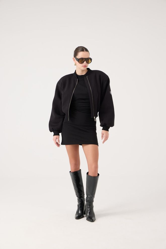 Holly Lolly السترة السوداء القاذفة ملابس بالجملة غير رسمي