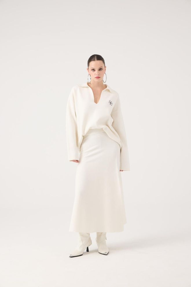 Holly Lolly Бео Формални Неформалан Фларед Маки Мид Ваист Велепродаја одеће Неформалан