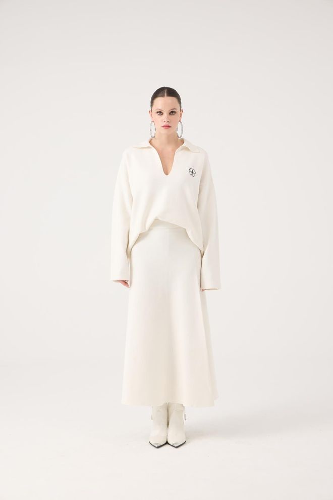 Holly Lolly Branco Formal Casual Alargada Maxi Cintura Média Roupas por atacado Trabalho