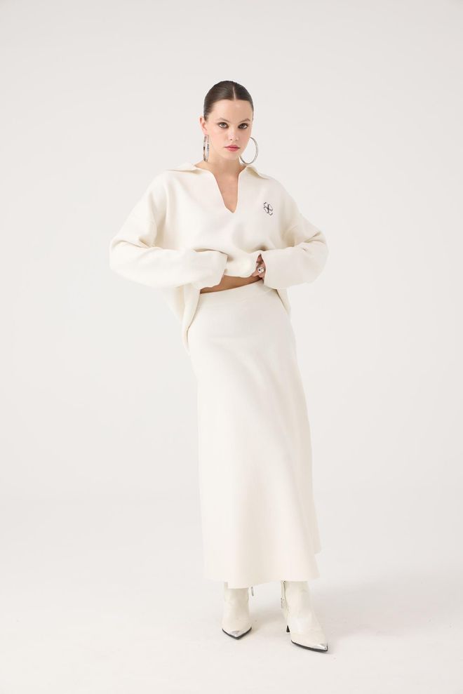 Holly Lolly Branco Formal Casual Alargada Maxi Cintura Média Roupas por atacado Primavera