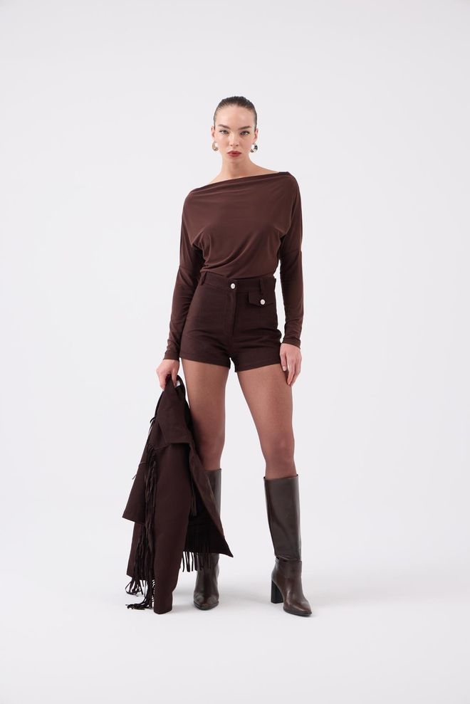 Holly Lolly Браон Винтаге Неформалан Вестерн Елегантан Ретро Бермуда Велепродаја одеће Неформалан