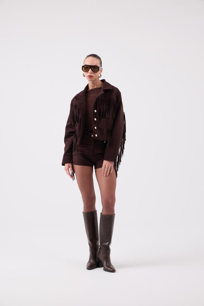 Holly Lolly Bruine Western Casual Jas Overhemd Groothandel Kleding Lente