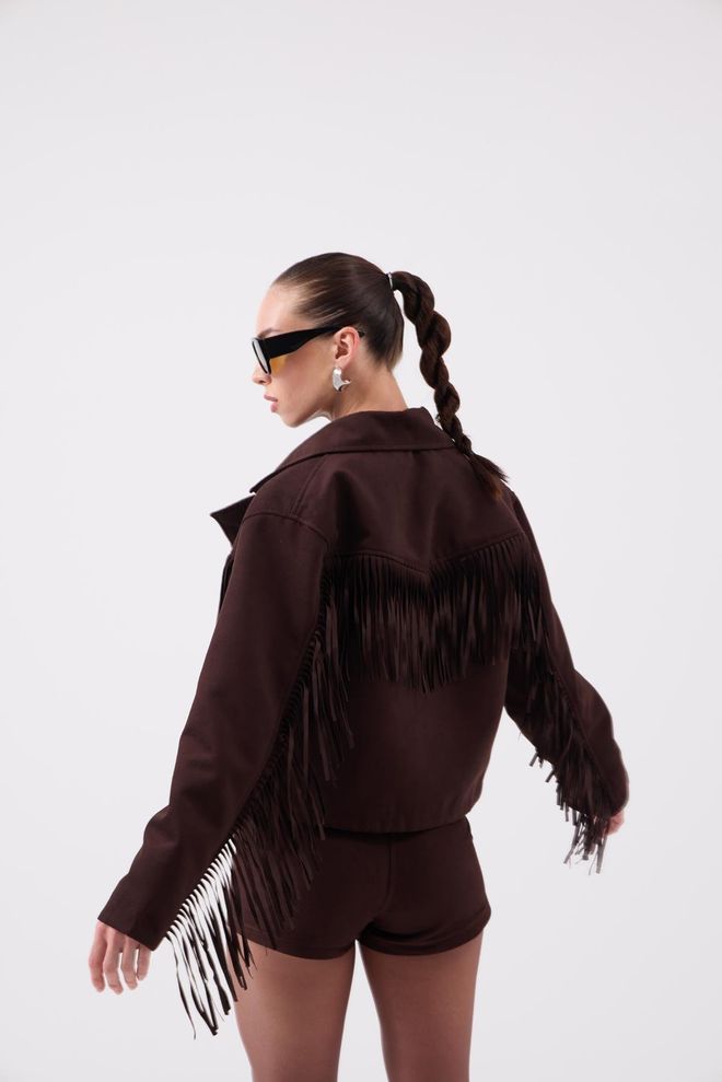 Holly Lolly Bruine Western Casual Jas Overhemd Groothandel Kleding Lounge