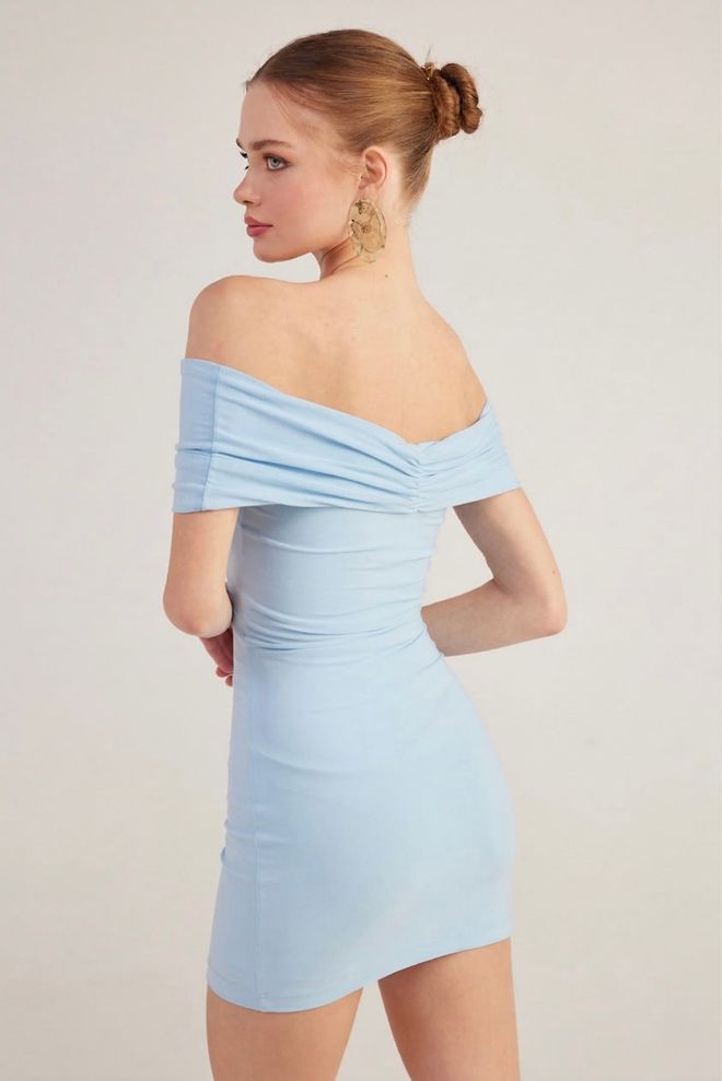 Holly Lolly Mavi Seksi Zarif Bodycon Elbise Toptan Giyim Doğum Günü