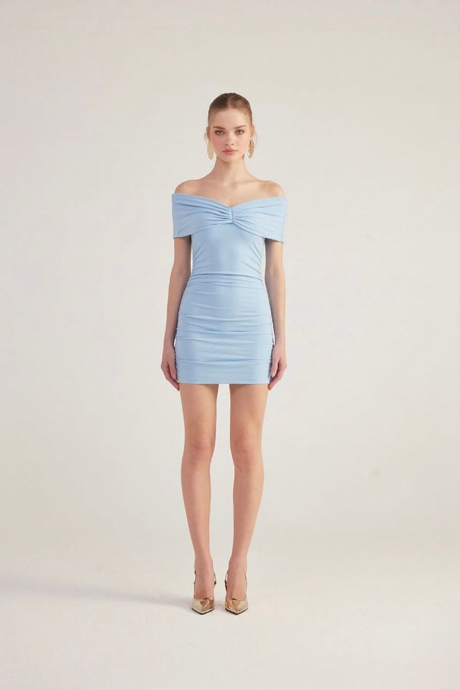 Holly Lolly Mavi Seksi Zarif Bodycon Elbise Toptan Giyim Seksi