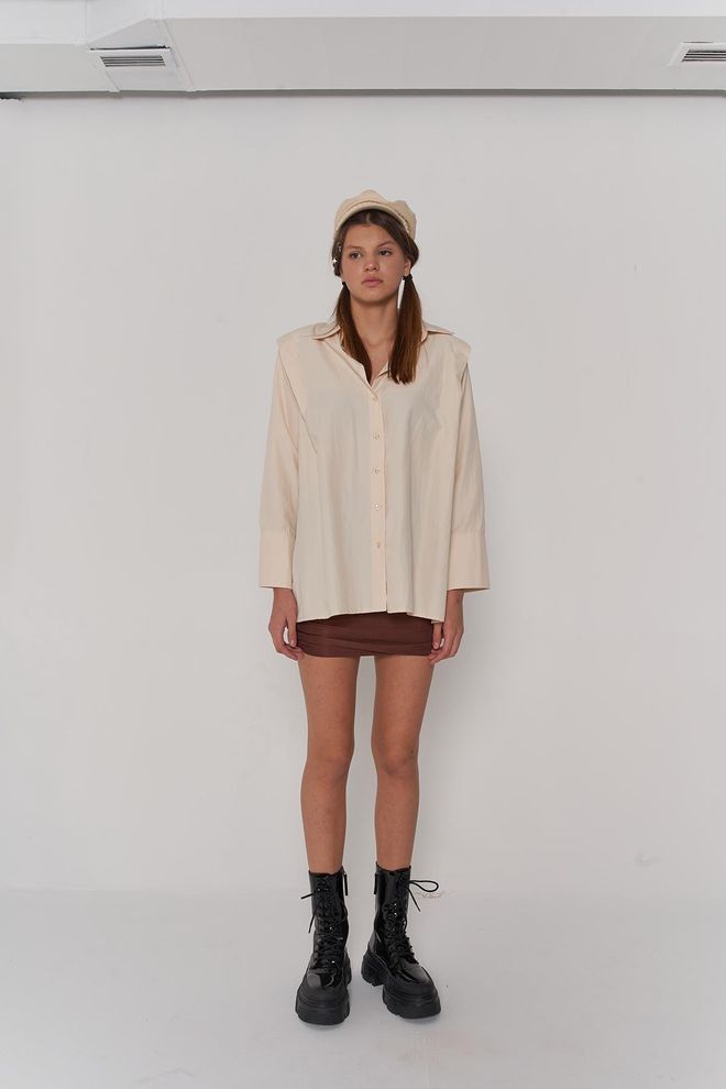 Holly Lolly Beige Casual Buttoned Regular Fit Shirt Wholesale Clothing Vintage