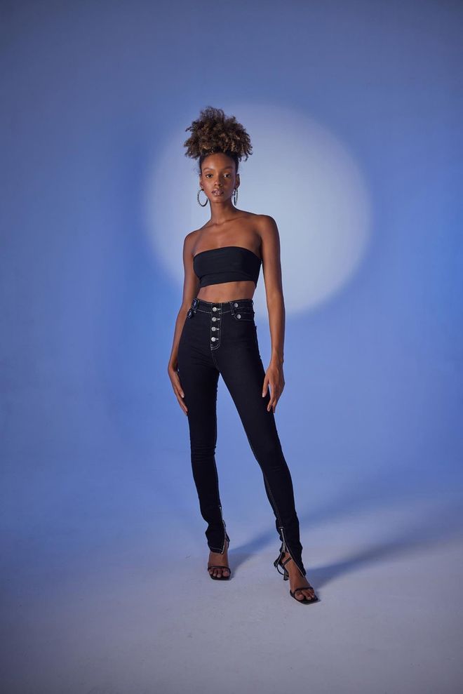 Holly Lolly بنطال أسود جنسي غير رسمي ملابس الشارع أنيق بريق ملابس بالجملة غير رسمي