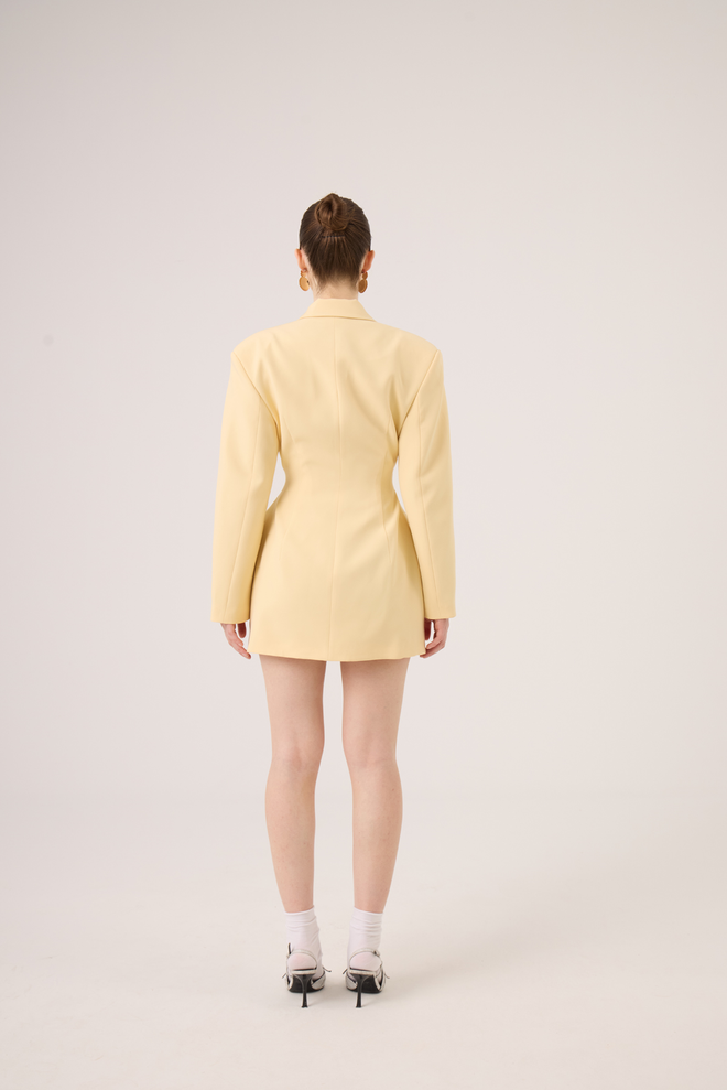 Holly Lolly Beige Double Breasted Blazer Jacket Wholesale Clothing Formal