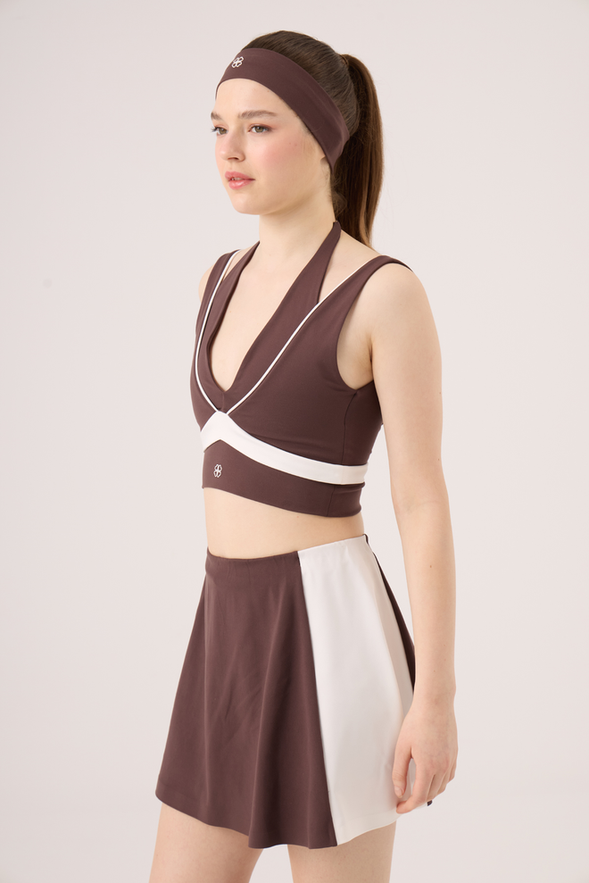 Holly Lolly Brown Fitted Bustier With Plunging Neck Wholesale Clothing Sport