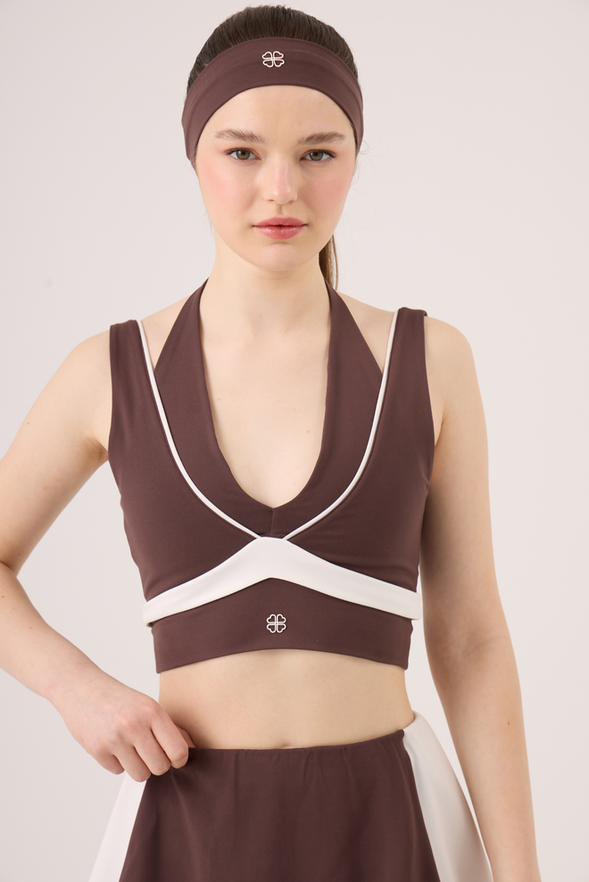 Holly Lolly Brown Fitted Bustier With Plunging Neck Wholesale Clothing 1