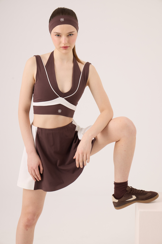 Holly Lolly Brown Fitted Bustier With Plunging Neck Wholesale Clothing Beach