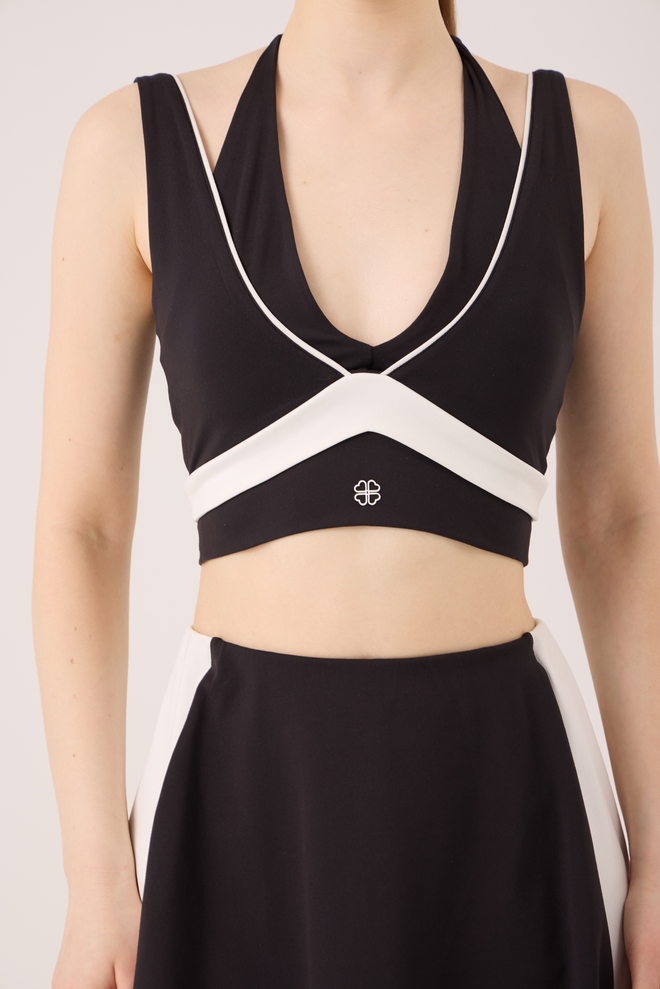 Holly Lolly Black Fitted Sleeveless Plunging Neck Bustier Wholesale Clothing 1