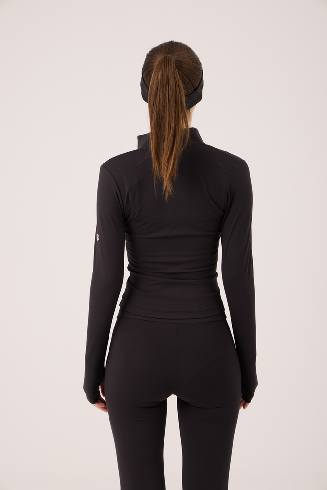 Holly Lolly Black Sport Windbreaker Jacket Slim Fit Zip Up Wholesale Clothing Sport