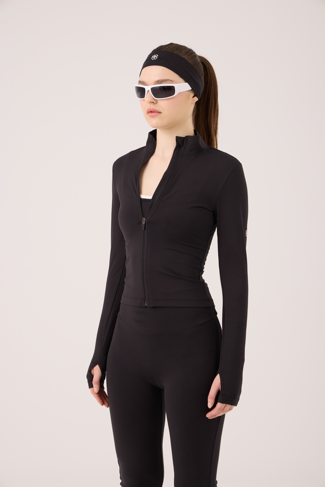 Holly Lolly Black Sport Windbreaker Jacket Slim Fit Zip Up Wholesale Clothing Lounge