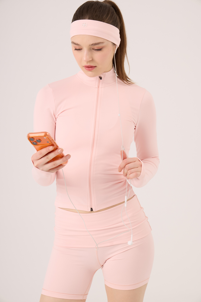 Holly Lolly Pink Slim Fit Windbreaker Jacket With High Collar Wholesale Clothing Spring