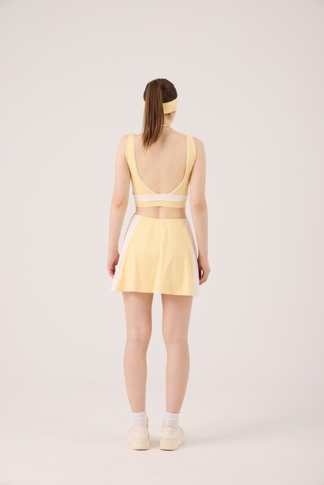 Holly Lolly Yellow Fitted Sport Bustier With V Neck Cap Sleeves Wholesale Clothing Sport