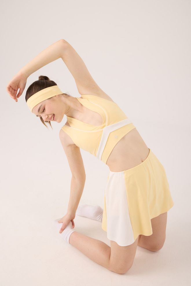 Holly Lolly Yellow Fitted Sport Bustier With V Neck Cap Sleeves Wholesale Clothing Beach