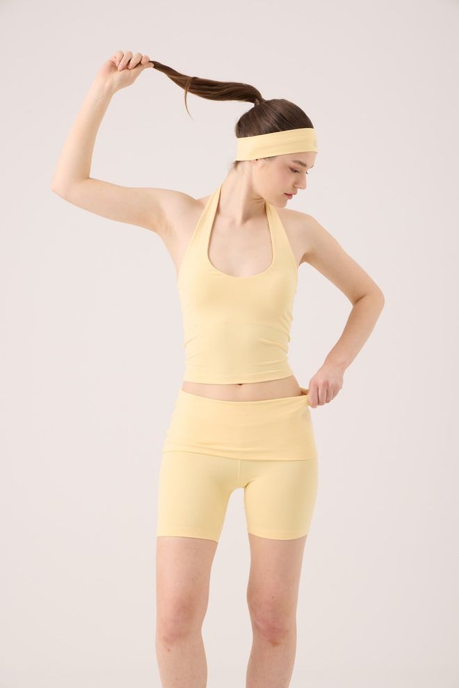 Holly Lolly Yellow Biker Shorts High Waist Sport & Casual Wholesale Clothing 1
