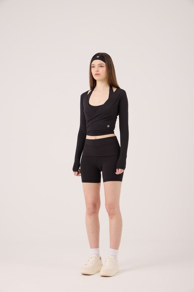 Holly Lolly Black Athletic Shorts Mid Waist Pull On Wholesale Clothing Spring