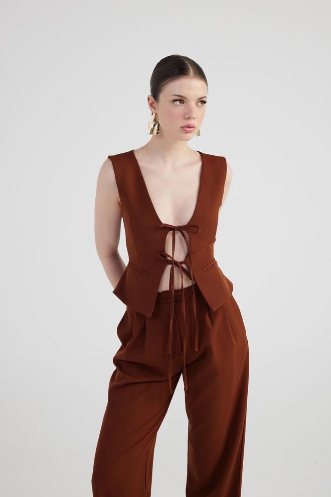 Holly Lolly Gilet Frida Marron Vêtements en gros Élégant