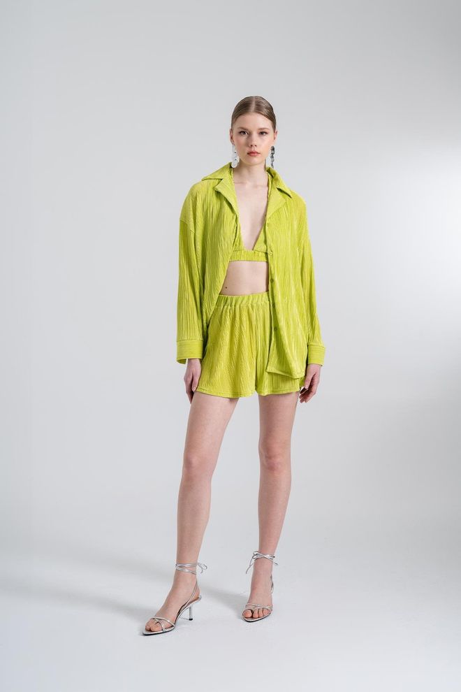 Holly Lolly Chemise Oversize Confortable Vert Vêtements en gros Décontracté