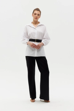 Veľkoobchodný model oblečenia nosí HOT10044 - Belt Suspended Shirt - White, turecký veľkoobchodný Košeľa od Hot Fashion