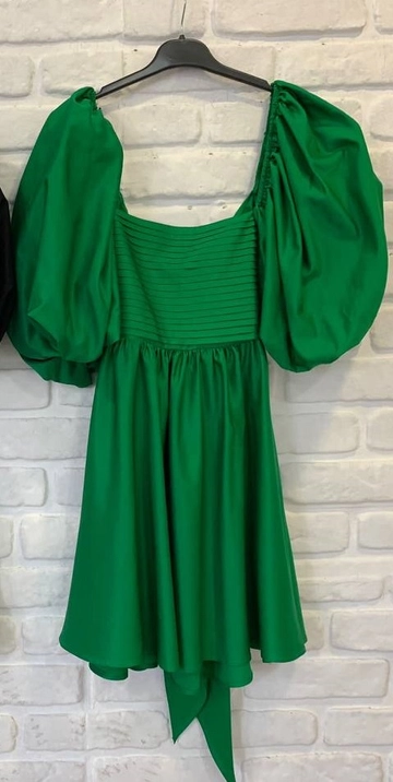 A wholesale clothing model wears  Dress - Green
, Turkish wholesale Dress of Hot Fashion